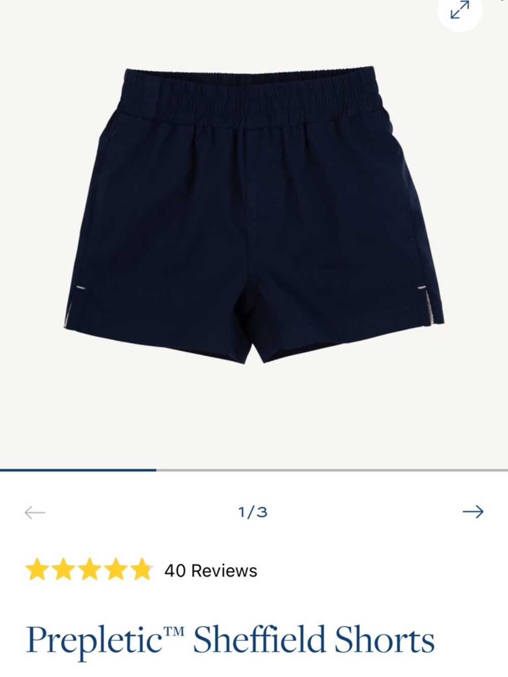 NWT Prepletic Sheffield Elastic Waist Navy Athletic Shorts